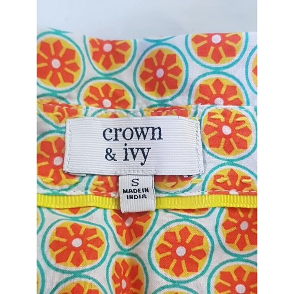 Crown & Ivy Womens Button down Shirt Blouse Size Small Floral Print Long Sleeve - Picture 7 of 12